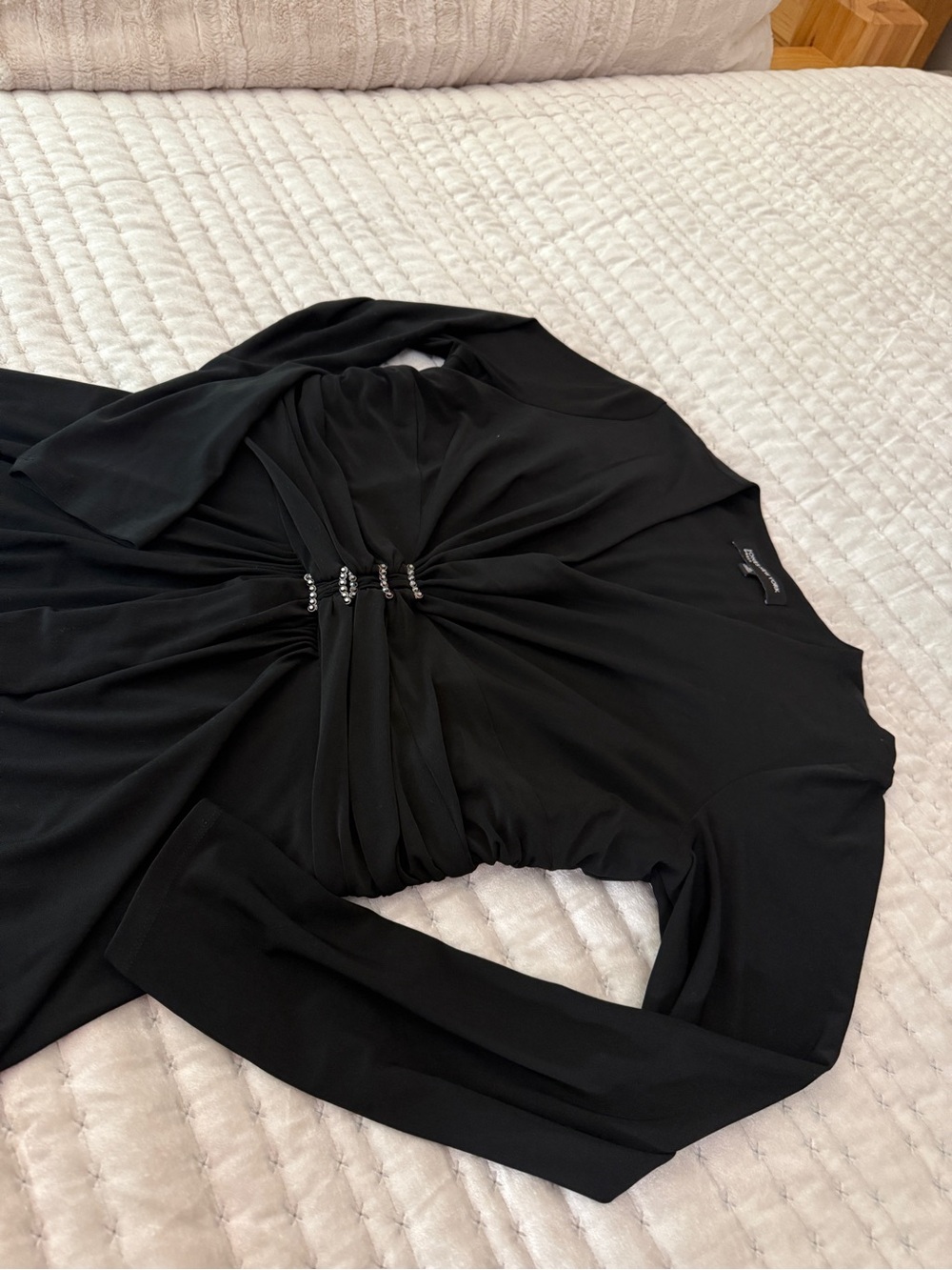 Jones New York Black Midi Dress with Rhinestone Accent